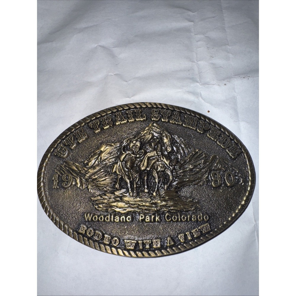 Vintage Belt Buckle Ute Trail Stampede Rodeo With A View Woodland Park Co 1990
